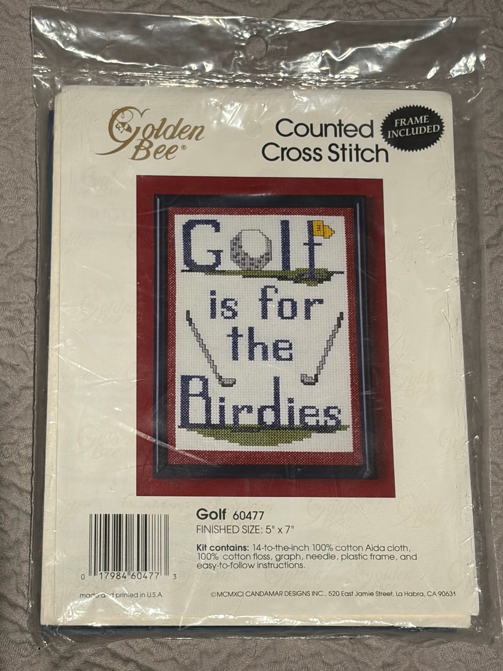 Golden Bee Counted Cross Stitch Kit - Golf is for the Birdies (Blue, Green, Red)
